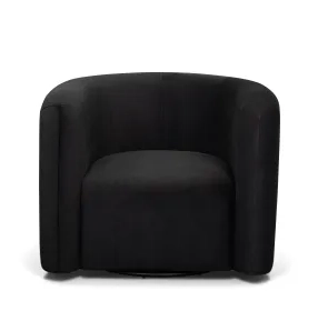 Curves Black Performance Fabric Upholstered Swivel Accent Chair