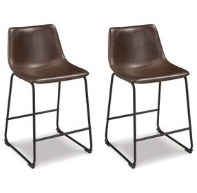 Centiar Brown and Black Upholstered Bar Stool Set of 2