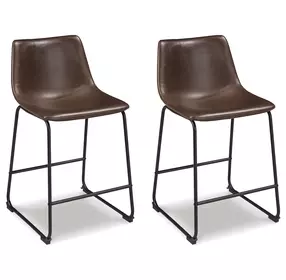 Centiar Brown and Black Upholstered Bar Stool Set of 2