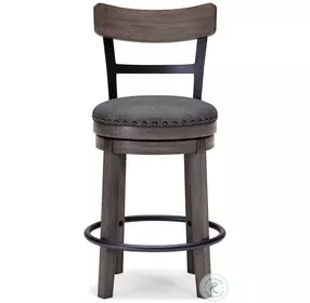 Caitbrook Gray Upholstered Swivel Bar Stool