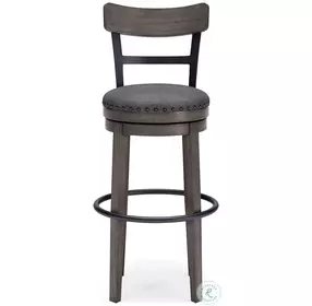 Caitbrook Gray Tall Upholstered Swivel Bar Stool