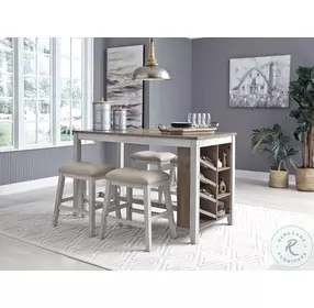 Skempton White and Light Brown Counter Height Dining Room Set