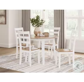 Gesthaven Natural And White Drop Leaf Round Dining Room Set