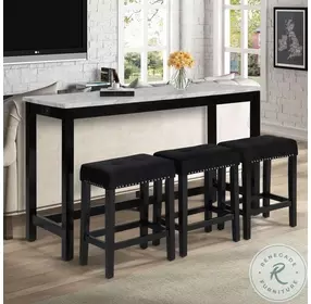 Celeste Espresso 4 Piece Theater Bar Table Set With Black Stools