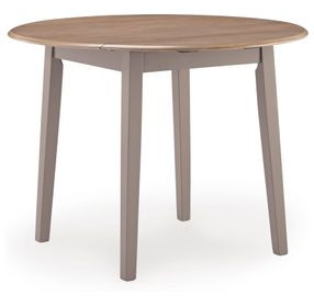 Loyander Natural and Gray 42" Round Drop Leaf Dining Table