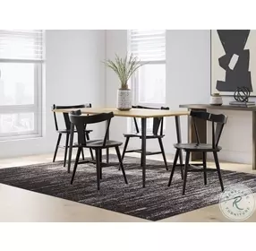 Gretlynn Natural And Black Rectangular Dining Room Set