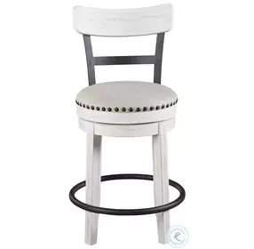 Valebeck White Upholstered Swivel Counter Height Stool