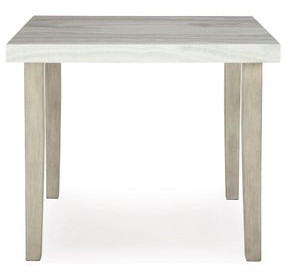 Grallegen Bisque and Gray 42" Square Marble Top Counter Height Dining Table