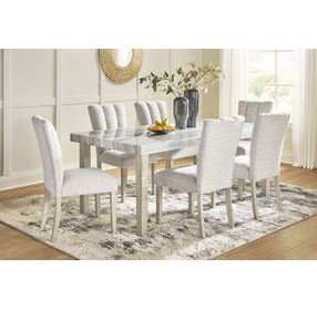 Grallegen Bisque and Gray Rectangular Marble Top Dining Room Set
