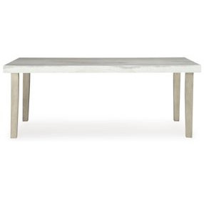 Grallegen Bisque and Gray 76" Rectangular Marble Top Dining Table