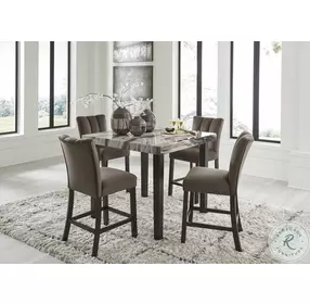 Zendalia Dark Brown and Beige Counter Height Dining Room Set