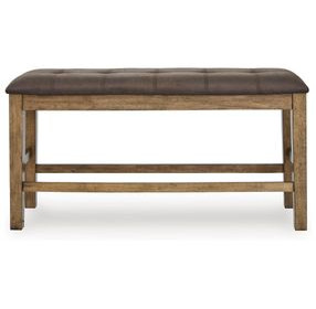 Vallister Light Brown Upholstered Counter Height Dining Bench