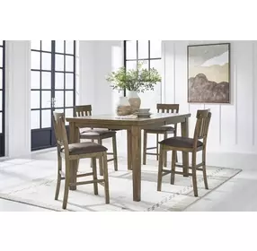 Broxtyn Light Brown Extendable Rectangular Counter Height Dining Room Set