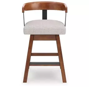 Ralene Gray Upholstered Swivel Bar Stool Set of 2