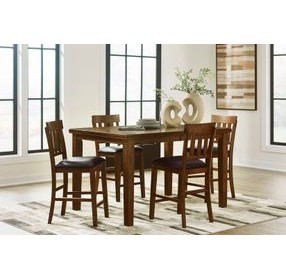 Ralene Medium Brown Extendable Rectangular Counter Height Dining Room Set