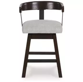 Haddigan Gray Upholstered Swivel Bar Stool Set of 2