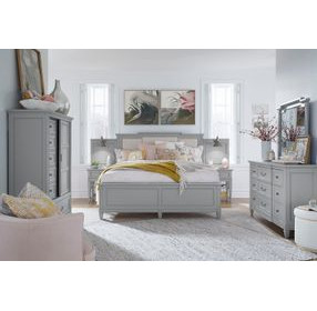Glenbrook Pebble Upholstered Wall Bedroom Set with 2 Nightstand and USB Charging