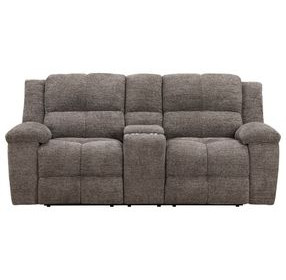 Buster Cabot Stone 86" Manual Reclining Loveseat with Console and USB Charging