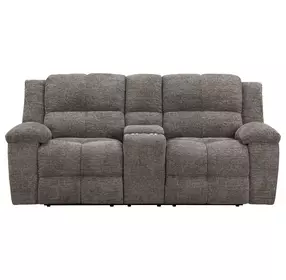 Branton Cabot Stone 86" Manual Reclining Loveseat with Console and USB Charging