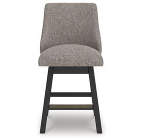 Neymorton Gray Performance Fabric Upholstered Swivel Bar Stool Set of 2