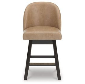 Neymorton Brown Upholstered Swivel Bar Stool Set of 2
