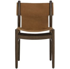 Nile Nubuck Caramel Leather Upholstered Dining Chair