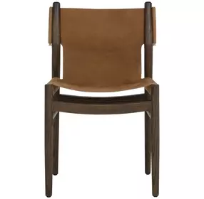 Nile Nubuck Caramel Leather Upholstered Dining Chair