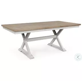 Westlinport Antique White And Natural Butterfly Extendable Dining Table