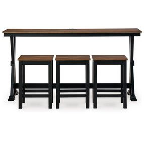 Wildenauer Deep Brown and Satin Black 4 Piece Counter Height Dining Set with USB Charging