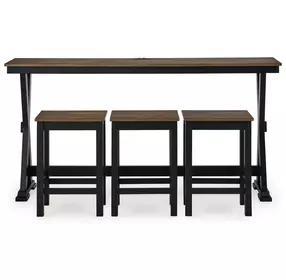 Wildenauer Deep Brown and Satin Black 4 Piece Counter Height Dining Set with USB Charging