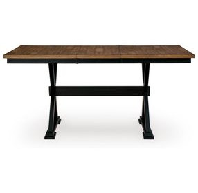 Wildenauer Deep Brown and Satin Black 78" Extendable Rectangular Counter Height Dining Table