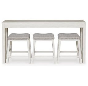 Robbinsdale Antique White and Light Gray Upholstered 4 Piece Counter Height Dining Set with USB Charging and Nailhead Trim