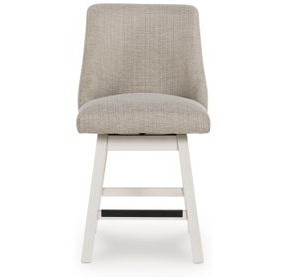 Robbinsdale Light Gray Upholstered Swivel Bar Stool Set of 2