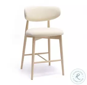 Zinea Cream Performance Textured Velvet Counter Height Stool