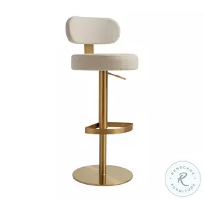 Primrose Cream Textured Performance Fabric Adjustable Stool