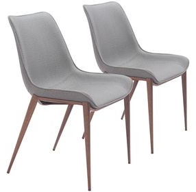 Magnus Gray Dining Chair with Walnut Legs Set of 2