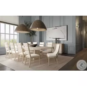 Oakmere White And Clara Natural Extendable Trestle Dining Room Set