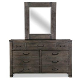Abington Weathered Charcoal 9 Drawer Dresser with Rectangular Mirror