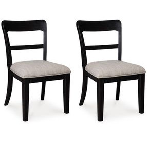 Chadworth Black and Gray Upholstered Dining Chair Set of 2