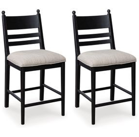 Chadworth Cream and Black Upholstered Bar Stool Set of 2