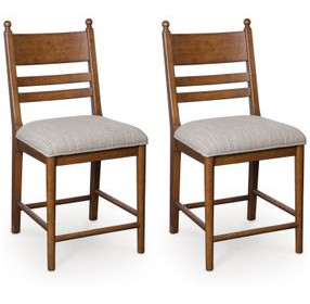 Chadworth Cream and Brown Upholstered Bar Stool Set of 2