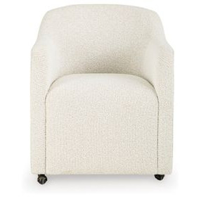 Brillynd Off White Performance Fabric Upholstered Dining Arm Chair Set of 2