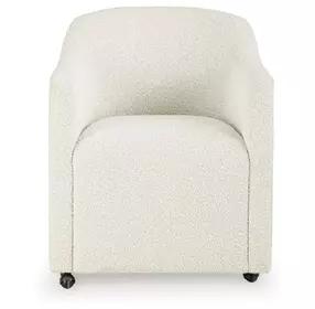Darimore Off White Performance Fabric Upholstered Dining Arm Chair Set of 2