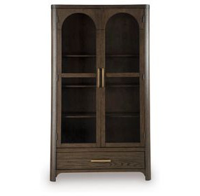 Brillynd Burnished Brown 2 Glass Door Display Cabinet with LED