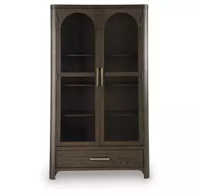 Darimore Burnished Brown 2 Glass Door Display Cabinet with LED