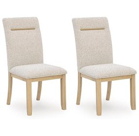 Drovlayne Beige Performance Fabric Upholstered Dining Side Chair Set of 2