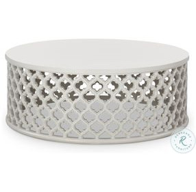 Dupre White Cast Concrete Outdoor Round Cocktail Table