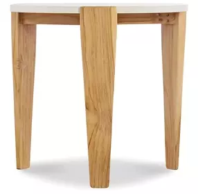 Outdoor Complements White and Brown Round Verde Accent Table