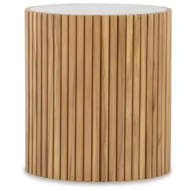 Outdoor Complements White and Brown Round Coralia Accent Table