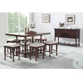 D0961T Brown Cherry Rectangular Gathering Dining Room Set